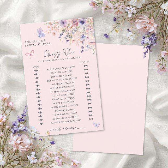 Raad Wie Vlinder Bloemen Bruidsdouche Spel (Guess Who Butterfly Floral Bridal Shower Game)