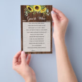 Raad Wie Zonnebloem Bruidsfeest Spelkaart Flyer (Hand)