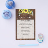 Raad Wie Zonnebloem Bruidsfeest Spelkaart Flyer (Enkel)