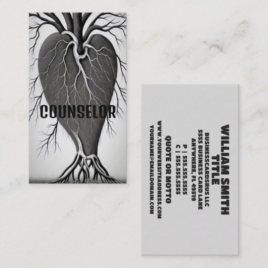 Raadgever Hart Boom met Roots Visitekaartje (Voorkant / Achterkant)