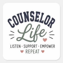 Raadgever Leven Luister Steun Empower Herhaal Vierkante Sticker