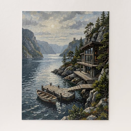 Raadsel van het meerhuis legpuzzel (Verticaal)