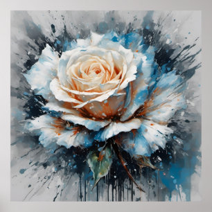 raadselachtig wit-blauw Roos Poster