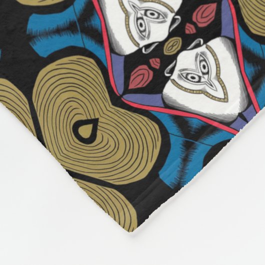 raadselachtige uil en hartpatroon fleece deken (Hoek)