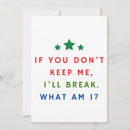 raadsels en antwoorden kaart (Voorkant)