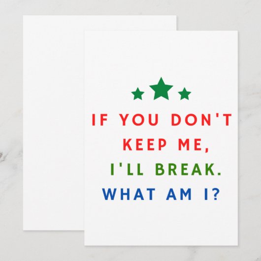 raadsels en antwoorden kaart (Voorkant / Achterkant)