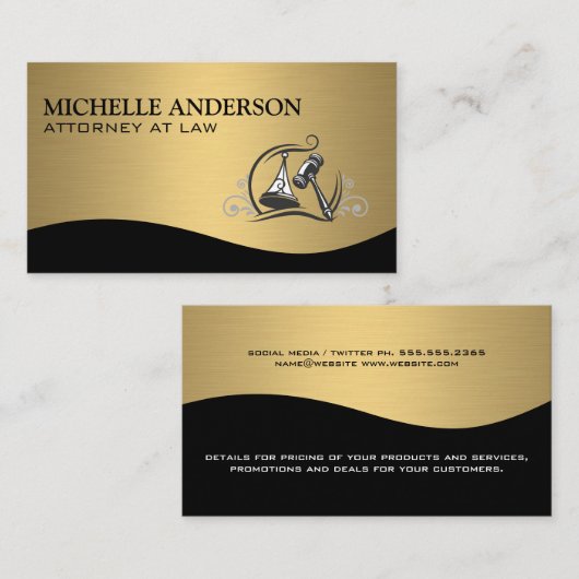 raadsman | goudmetallisch | hamer visitekaartje (Voorkant / Achterkant)