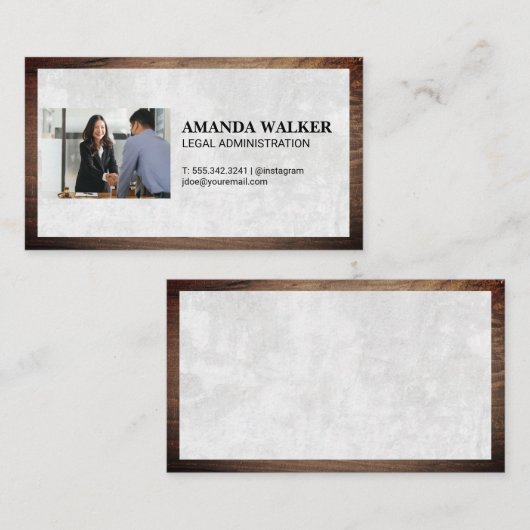 raadsvrouw | Hout Lijst | Witte textuur Visitekaartje (Voorkant / Achterkant)