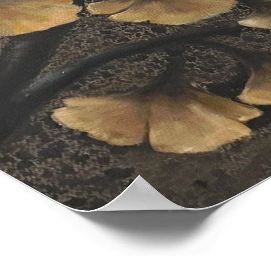 Raaf en Gingko Bladeren Poster (Hoek)