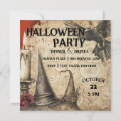 raaf | Heks Petten | Kaars | Roos Halloween Party Kaart (Voorkant)