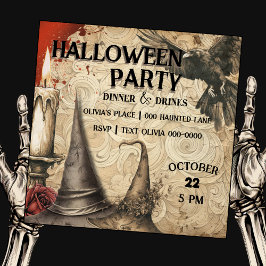 raaf | Heks Petten | Kaars | Roos Halloween Party Kaart