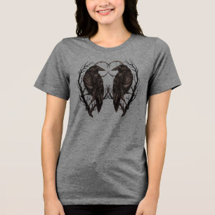Raaf in Dode Boom - Donkere Gotische Kunst Tri-Blend Shirt