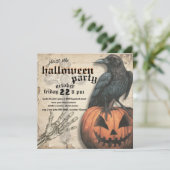 raaf | Jack o Lantern | Skelet Hand | Halloween Kaart (Staand voorkant)