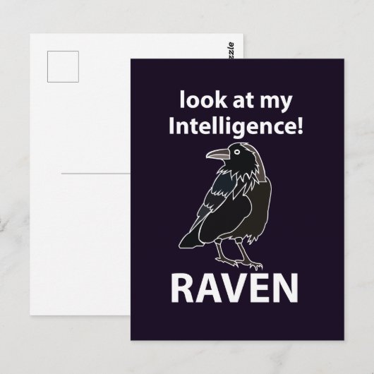 Raaf Kijk naar mijn Intelligentie Raaf Briefkaart (Voorkant / Achterkant)