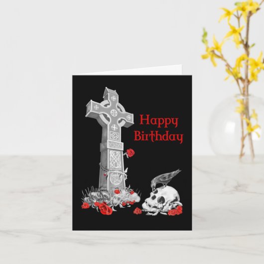 Raaf, Kruis en Schedel Kaart (Gele Bloem)