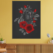 Raaf met de sleutel en rozen canvas afdruk (Insitu (Woonkamer))