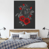 Raaf met de sleutel en rozen canvas afdruk (Insitu (Slaapkamer))