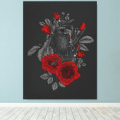 Raaf met de sleutel en rozen canvas afdruk (Insitu (Houten vloer))