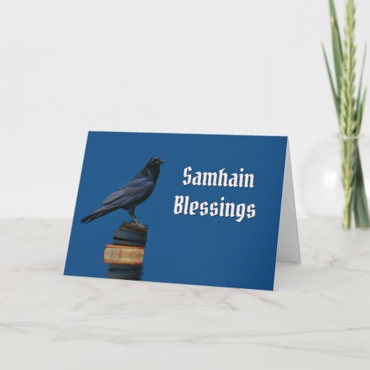 Raaf of Kraai en Boeken Samhain Kaart (Voorkant)