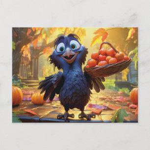 Raaf Oogst Appels En Pompoenen In De Herfst Briefkaart