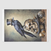 Raaf op Schedel met Steampunk Accenten Decoupage Tissuepapier (Voorkant)