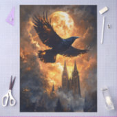 Raaf vliegend over gotische kathedraal decoupage tissuepapier (Craft)