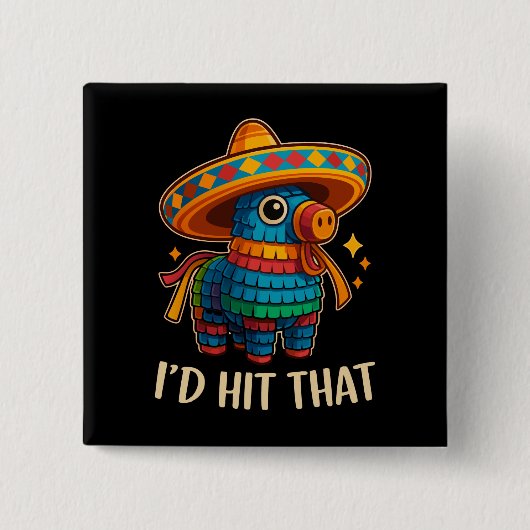 Raak die Pinata Cinco de Mayo Vierkante Button 5,1 Cm (Voorkant)