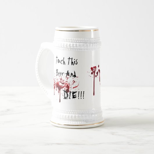 Raak dit bier aan en sterf bierpul (Voorkant links)