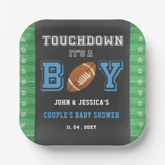 Raak het een Boy Football Baby shower aan Papieren Bordje (Voorkant)