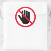 Raak het waarschuwingssymbool voor verboden handma ronde sticker (Tas)