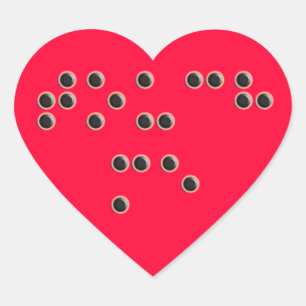 Raak me (braille) hartsticker aan hart sticker