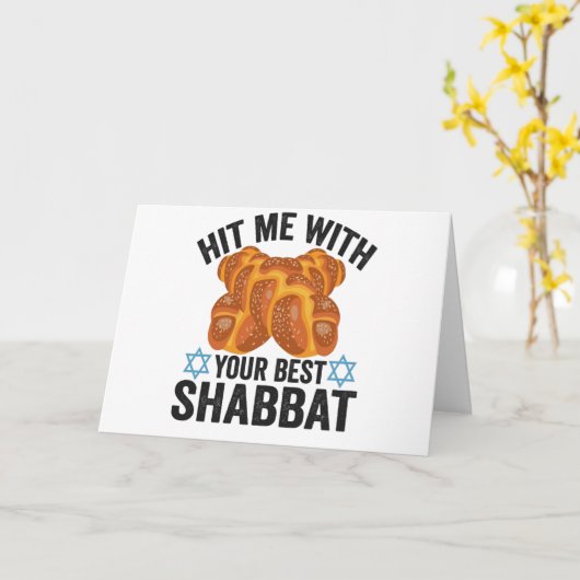 Raak me met je beste sjabbat grappig hanukkah eten kaart (Gele Bloem)