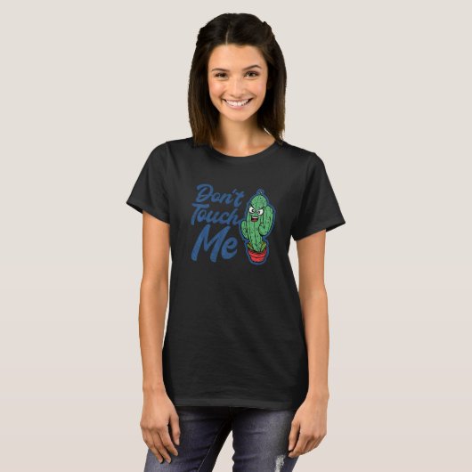 Raak me niet aan Mannen Cactus Cute Plant Garden T-shirt (Voorkant volledig)