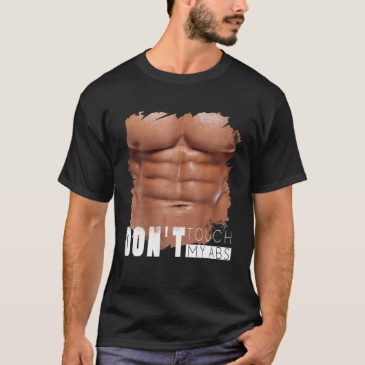 Raak mijn buik niet aan, Funny Fake ripped Six Pac T-shirt (Voorkant)