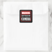 Raak mijn camera niet aan vierkante sticker (Tas)