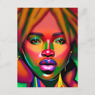 Raak mijn Haar Black Melanin Afro Queen Crown niet Briefkaart