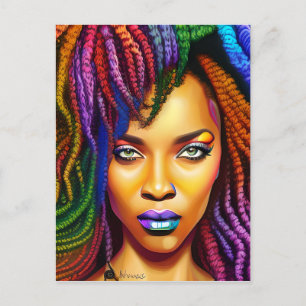 Raak mijn Haar Black Melanin Afro Queen Crown niet Briefkaart