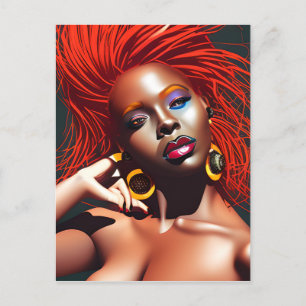 Raak mijn Haar Black Melanin Afro Queen Crown niet Briefkaart