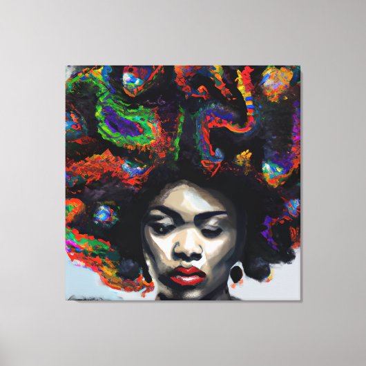 Raak mijn Haar Black Melanin Afro Queen Crown niet Canvas Afdruk (Voorkant)