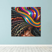 Raak mijn Haar Black Melanin Afro Queen Crown niet Canvas Afdruk (Insitu (Houten vloer))