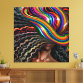 Raak mijn Haar Black Melanin Afro Queen Crown niet Canvas Afdruk (Insitu (Woonkamer))