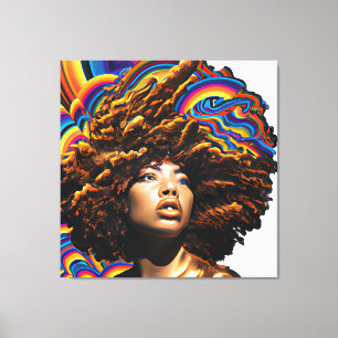 Raak mijn Haar Black Melanin Afro Queen Crown niet Canvas Afdruk