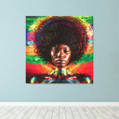 Raak mijn Haar Black Melanin Afro Queen Crown niet Canvas Afdruk (Insitu (Houten vloer))