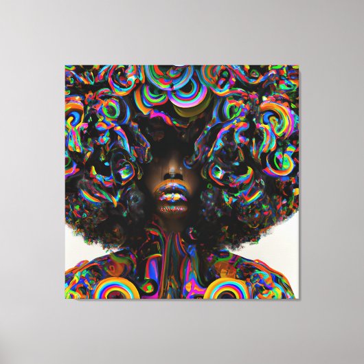 Raak mijn Haar Black Melanin Afro Queen Crown niet Canvas Afdruk (Voorkant)