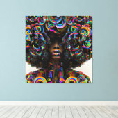 Raak mijn Haar Black Melanin Afro Queen Crown niet Canvas Afdruk (Insitu (Houten vloer))