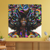 Raak mijn Haar Black Melanin Afro Queen Crown niet Canvas Afdruk (Insitu (Woonkamer))