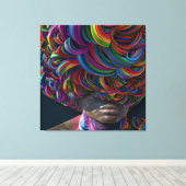 Raak mijn Haar Black Melanin Afro Queen Crown niet Canvas Afdruk (Insitu (Houten vloer))