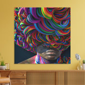 Raak mijn Haar Black Melanin Afro Queen Crown niet Canvas Afdruk (Insitu (Woonkamer))