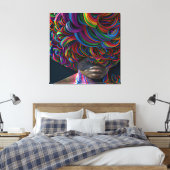 Raak mijn Haar Black Melanin Afro Queen Crown niet Canvas Afdruk (Insitu (Slaapkamer))