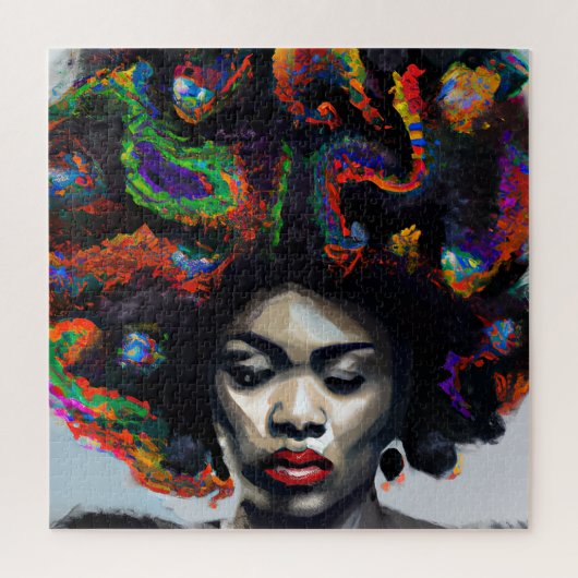Raak mijn Haar Black Melanin Afro Queen Crown niet Legpuzzel (Verticaal)